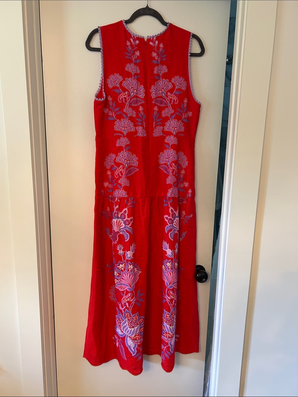 FARM Rio Porcelain Garden NWT Red Sleeveless V-Neck MIDI Dress - Picture 4 of 6